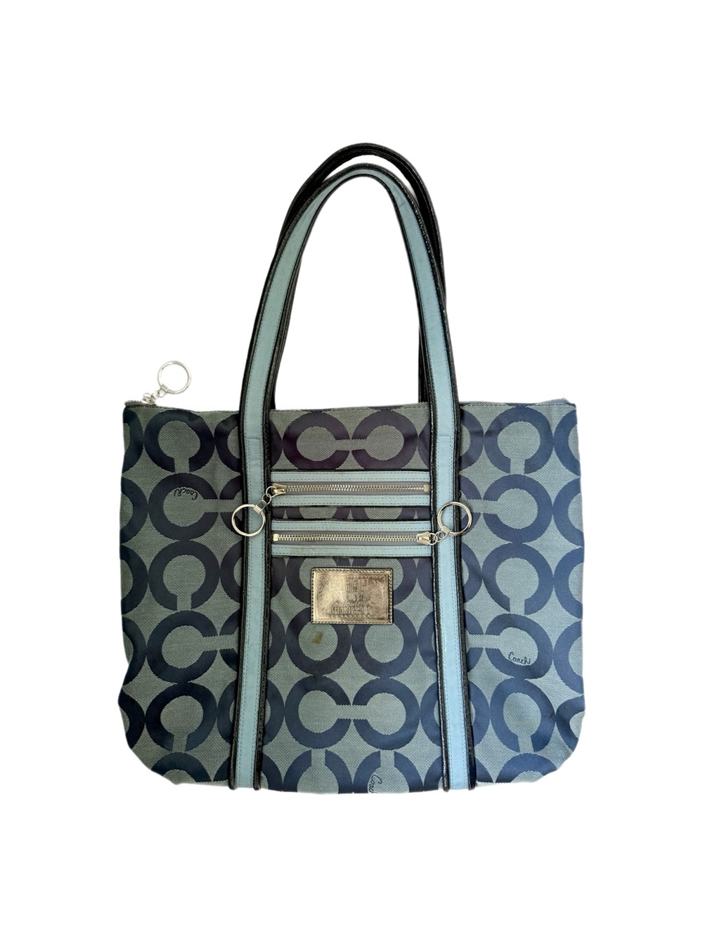 Vintage Rare Coach Blue Poppy Signature C Large Shoulder Bag